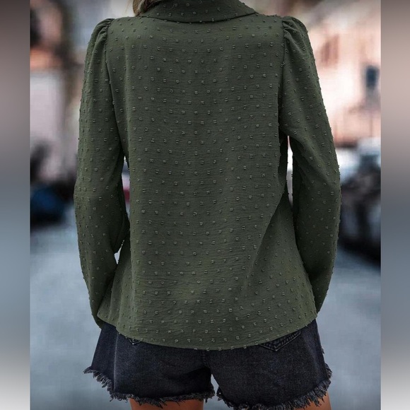 Luxe olive green  button down shirt - Picture 3 of 5